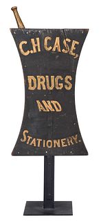 Carved and Painted Wood Apothecary Trade Sign, C.H. Case