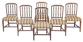 Set of Six Federal Style Inlaid Mahogany Side Chairs