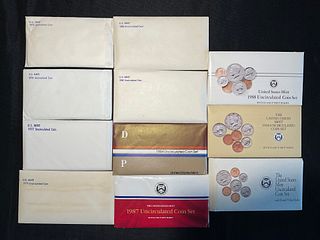 Group of 11 Sets of US Mint Uncirculated Coins