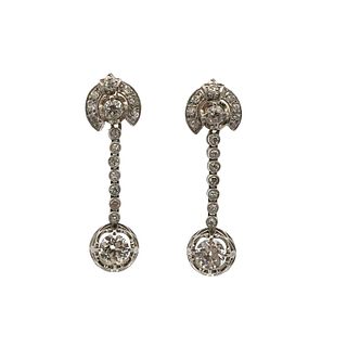 1.90 Cts in Diamonds Platinum Drop Earrings