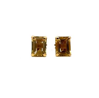 18k Gold Studs with Citrines