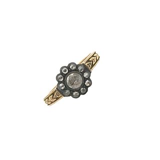 18Kt gold antique Ring with Rose cut Diamonds
