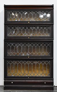 MAHOGANY LEADED GLASS BARRISTER BOOKCASE