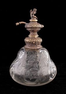 19th Century Cut Crystal & Silver Perfume Atomizer