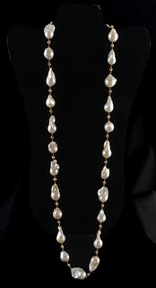 Ladies 34" 18k Baroque Pearl Necklace