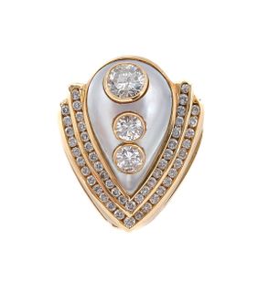 Ladies 14K Diamond & Pearl Necklace Enhancer