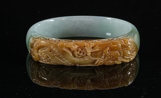 Chinese Russet Jade Dragon Bangle Bracelet