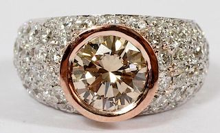 1.58CT FANCY BROWN AND 1.50CT WHITE DIAMOND RING