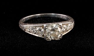 Ladies 14K Art Deco Diamond Platinum Ring