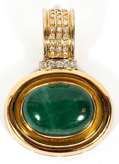 OVAL CABOCHON 22.40 CT. EMERALD 18KT GOLD PENDANT
