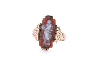 Ladies Antique 10k Rose Gold Carved Cameo Ring