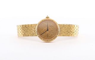Ladies 18K Corum $5 Gold Coin Wrist Watch