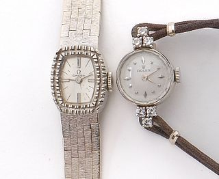 Two Ladies 18K Wrist Watches: Rolex and Omega