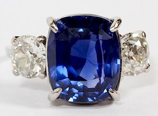 7.63CT BLUE SAPPHIRE AND DIAMOND RING