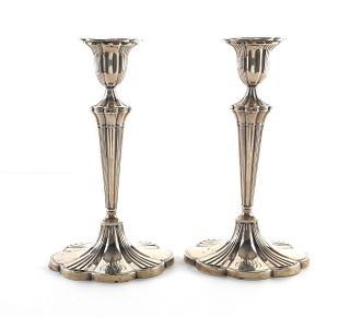 Pair of English Sterling Silver Candlesitcks