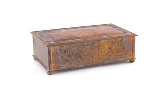 Tiffany Gilt Bronze & Enamel Cigarette Box