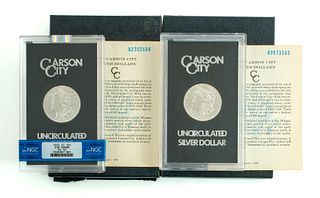 2 Carson City GSA Hoard Morgan Silver Dollars