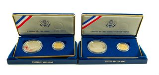 Two US Constitution Gold & Silver Coin Proof Sets