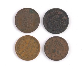 Four Copper Civil War Tokens