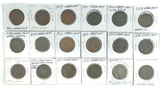 18 Pcs Early-Mid 19th Century Large Cents