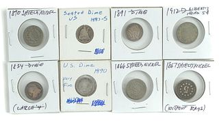 8 US Nickels and Dimes