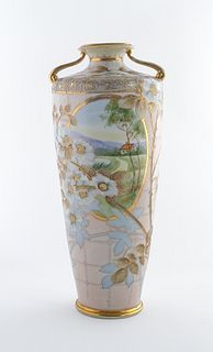 Nippon Hand Painted Porcelain Scenic Vase