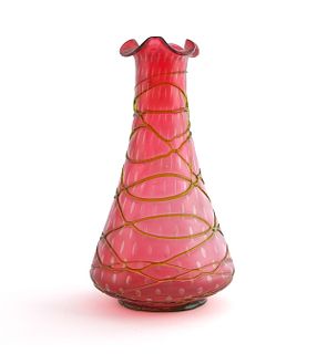 Loetz-Type threaded Art Glass Vase