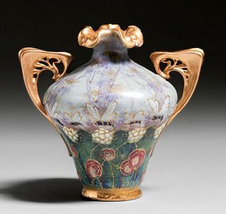 Amphora Pottery Bumblebees Vase c1905