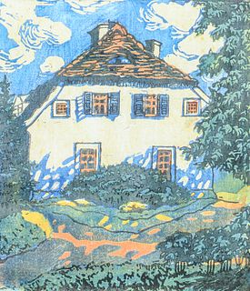 Anna Geijer-von Zitzewitz (German-Swedish 1891-1988) Color Woodcut c1920s