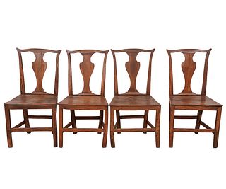 SET OF FOUR YEW WOOD CHAIRS