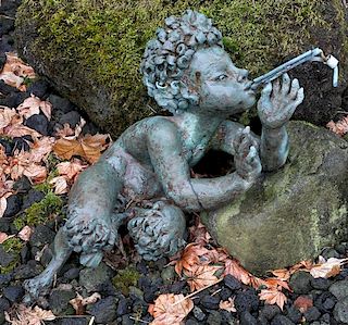 BETTY JACOBS LEAD GARDEN STATUE OF A SATYR
