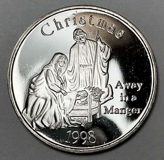 1998 Christmas "Away In A Manger" 1 ozt .999 Silver