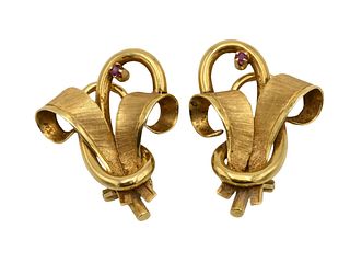 Pair of 18K Yellow Gold Clip On Earrings