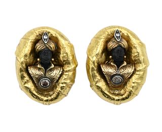 Pair of Carl Bucherer 18K Yellow Gold Earrings