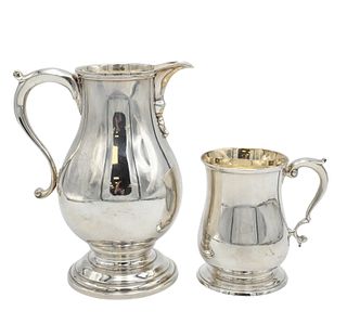 Two Tiffany & Company Sterling Silver Handled Pieces to Include Pitcher and Mug