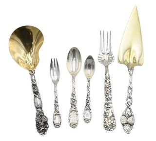 Six Piece Tiffany Sterling Silver Serving Pieces and Flatware Set