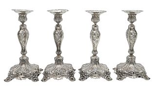 Set of Four American Frank Whiting Co. Sterling Silver Candlesticks