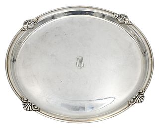 Tiffany and Company Sterling Silver Round Tray with Four Shells