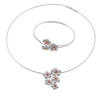 Buccellati Gold Ruby Flower Bracelet Necklace Set