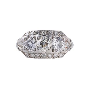 Art Deco 2.60ctw Old Mine Diamond Platinum Ring