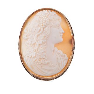 Antique Gold Shell Cameo Brooch Pendant