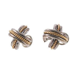 Tiffany & Co Sterling Silver Gold X Earrings
