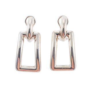 Tiffany & Co Sterling Silver Rectangle Drop Earrings