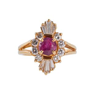 18k Gold Ruby Diamond Cocktail Ring