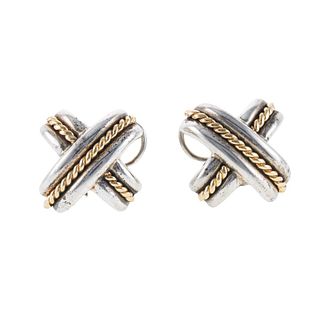 Tiffany & Co Sterling Silver Gold X Earrings