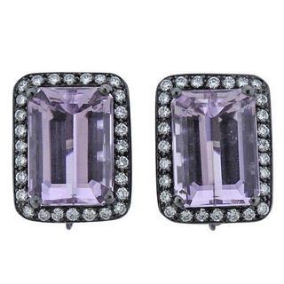 Adria de Haume 24 Carats Kunzite Diamond Gold Earrings