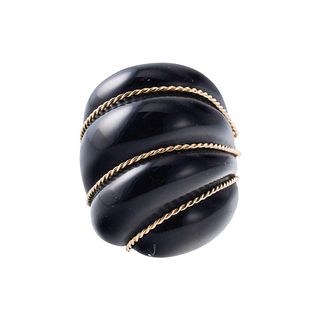 Carved Onyx Gold Dome Ring
