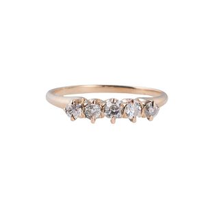 Midcentury 14k Gold Five Stone Diamond Ring