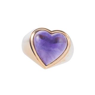 Heart Shaped Amethyst Gold Ring