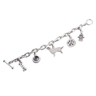 FAC Fine Art Sterling Silver Dog Charm Bracelet
